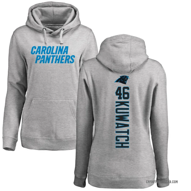 Jackson Kuwatch Women's Carolina Panthers Pro Line Ash Backer Pullover Hoodie