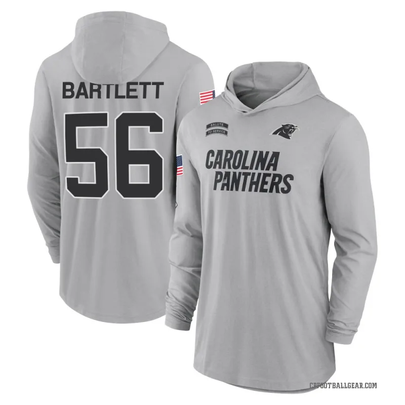 Jared Bartlett Men's Gray Carolina Panthers 2024 Salute to Service Lightweight Performance Long Sleeve Hooded T-Shirt
