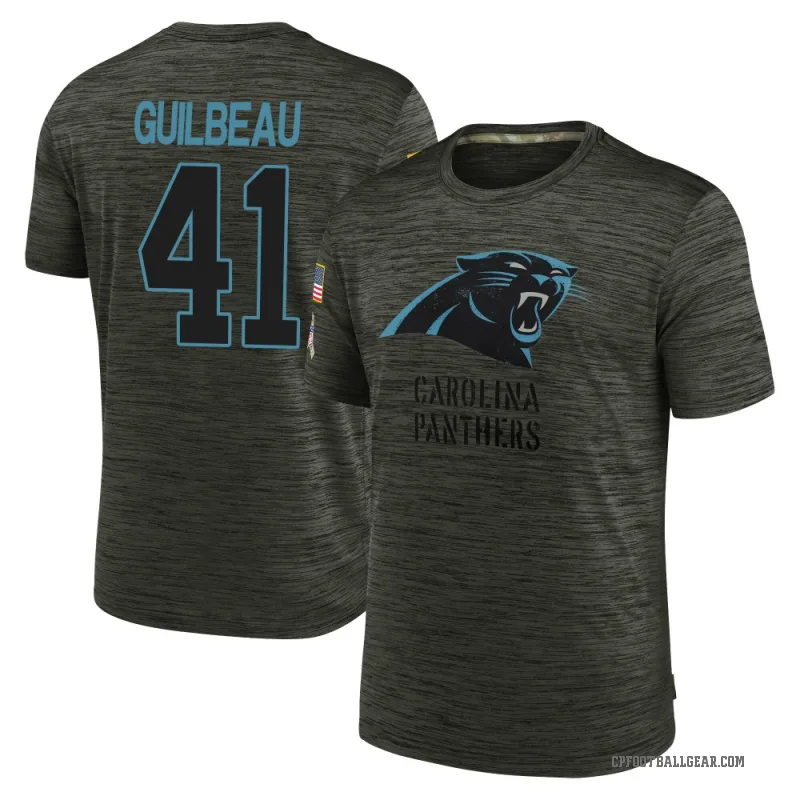 Jaylon Guilbeau Men's Olive Carolina Panthers 2025 Salute to Service Velocity T-Shirt