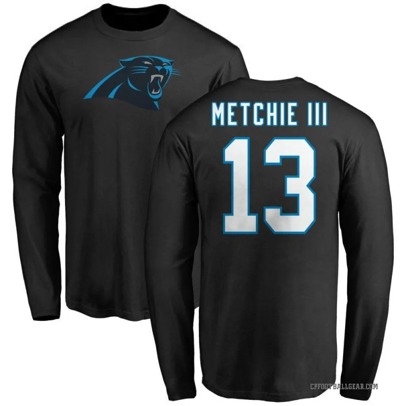 John Metchie III Men's Black Carolina Panthers Logo Long Sleeve T-Shirt -