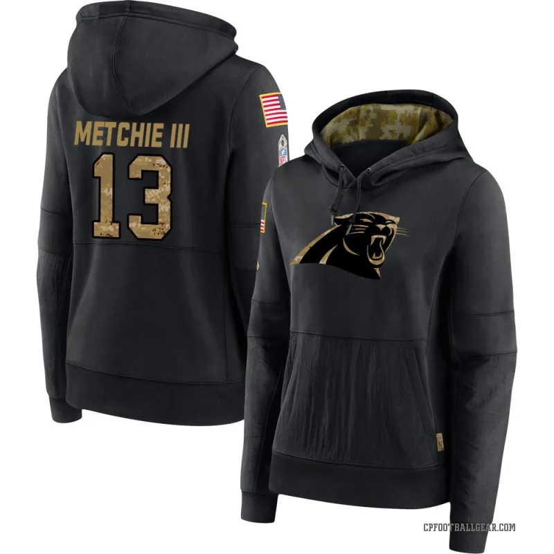 John Metchie III Women's Black Carolina Panthers 2020 Salute to Service Sideline Performance Pullover Hoodie