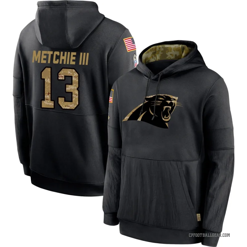 John Metchie III Youth Black Carolina Panthers 2020 Salute to Service Sideline Performance Pullover Hoodie