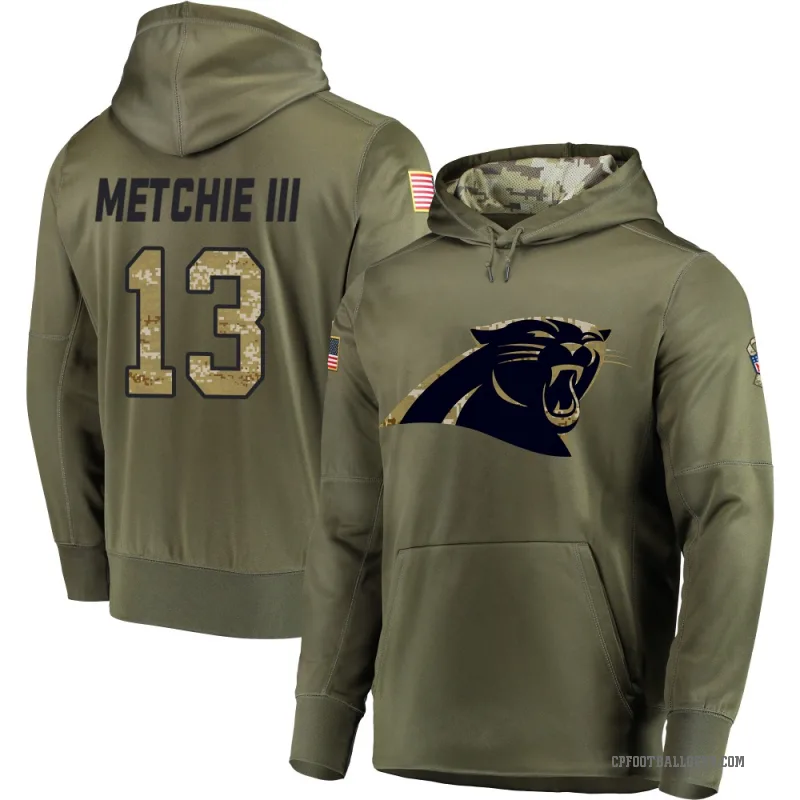 John Metchie III Youth Olive Carolina Panthers Salute to Service Pullover Hoodie