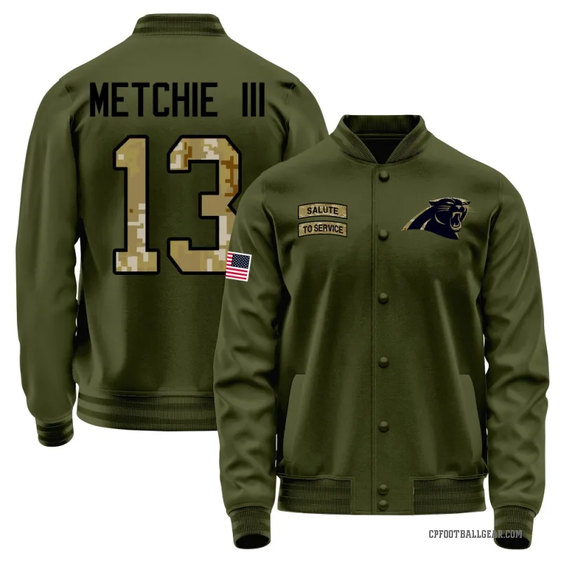 John Metchie III Youth Olive Carolina Panthers Salute to Service Sideline Performance Jacket