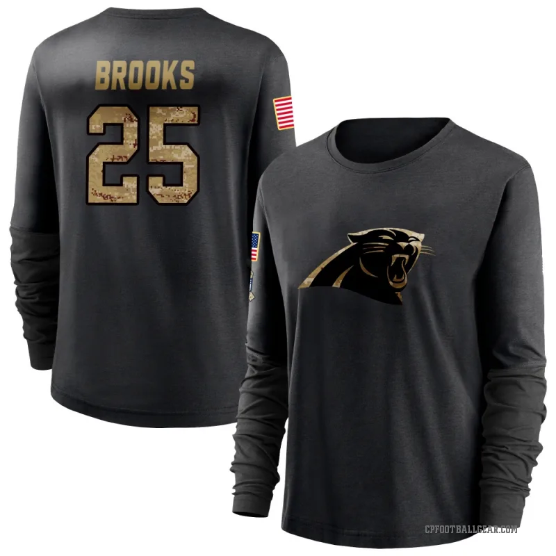 Jonathon Brooks Women's Black Carolina Panthers 2020 Salute To Service Sideline Performance Long Sleeve T-Shirt