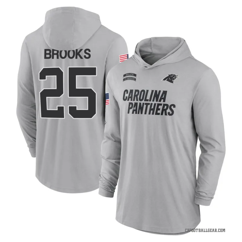 Jonathon Brooks Youth Gray Carolina Panthers 2024 Salute to Service Lightweight Performance Long Sleeve Hooded T-Shirt