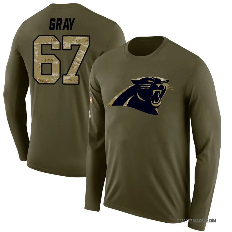 Joshua Gray Men's Gray Carolina Panthers Salute to Service Sideline Olive Long Sleeve T-Shirt