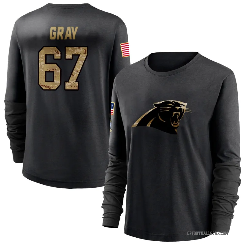 Joshua Gray Women's Black Carolina Panthers 2020 Salute To Service Sideline Performance Long Sleeve T-Shirt
