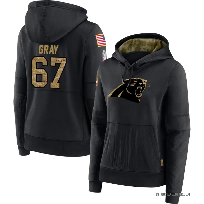 Joshua Gray Women's Black Carolina Panthers 2020 Salute to Service Sideline Performance Pullover Hoodie