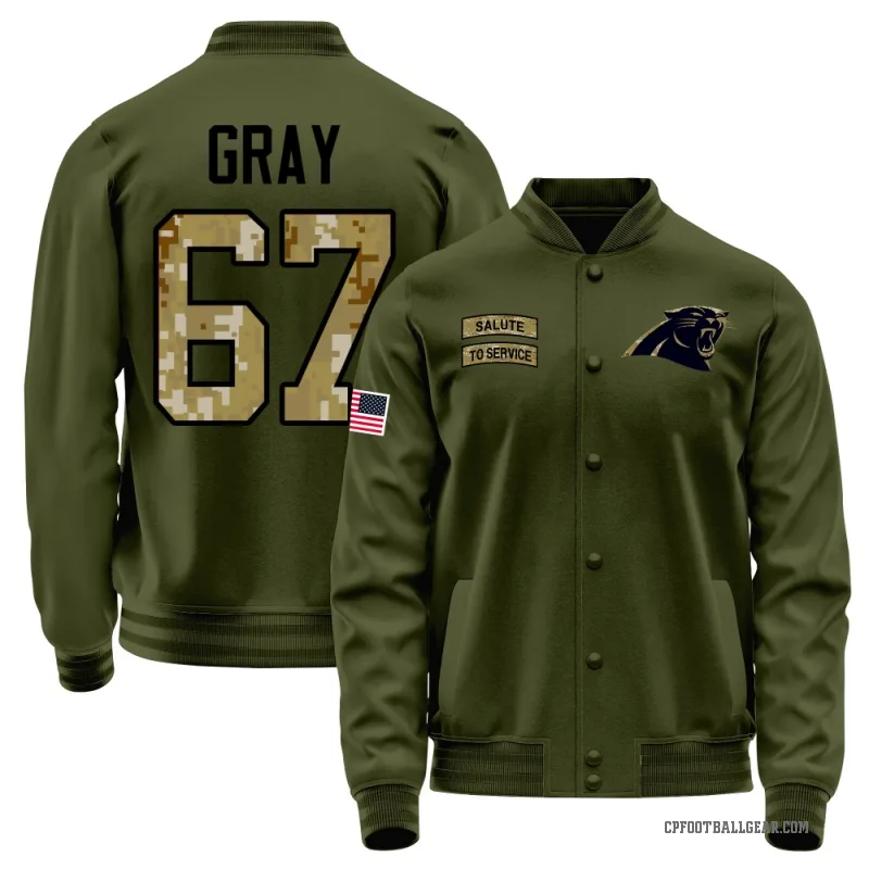 Joshua Gray Youth Gray Carolina Panthers Olive Salute to Service Sideline Performance Jacket