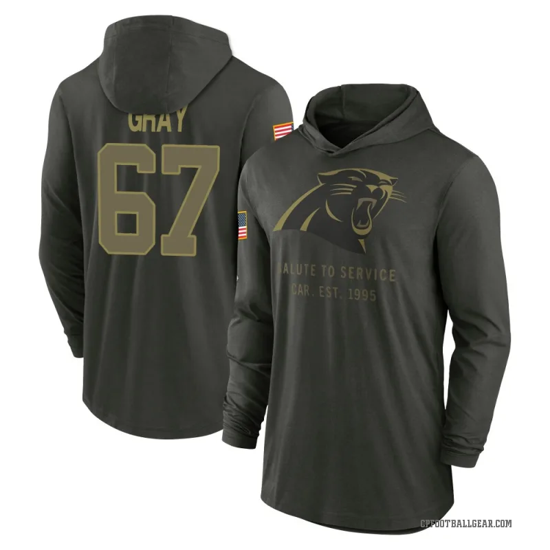Joshua Gray Youth Green Carolina Panthers Forest/ 2025 Salute to Service Sideline Lightweight Hooded Pullover Long Sleeve T-Shir