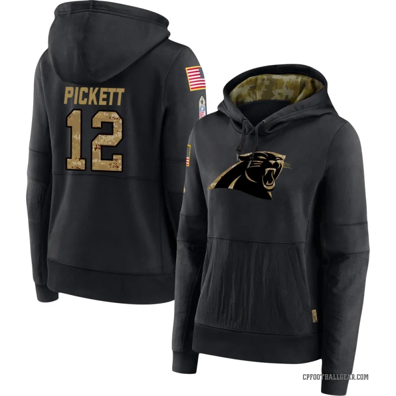 Kenny Pickett Women's Black Carolina Panthers 2020 Salute to Service Sideline Performance Pullover Hoodie