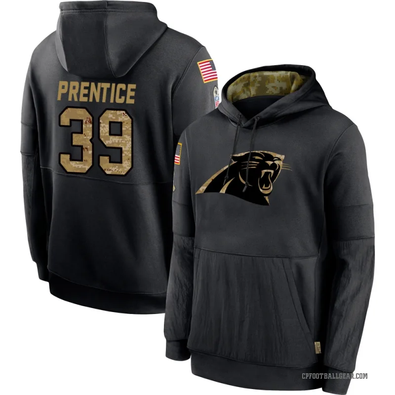 Kobe Prentice Men's Black Carolina Panthers 2020 Salute to Service Sideline Performance Pullover Hoodie