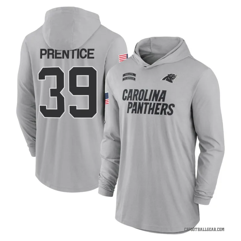 Kobe Prentice Youth Gray Carolina Panthers 2024 Salute to Service Lightweight Performance Long Sleeve Hooded T-Shirt
