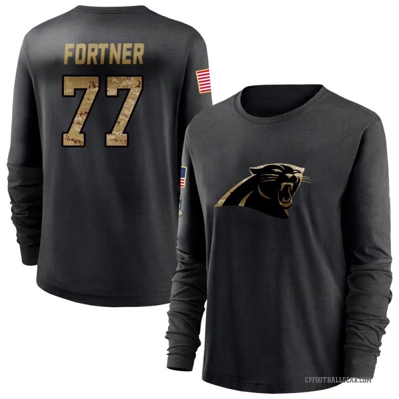 Luke Fortner Women's Black Carolina Panthers 2020 Salute To Service Sideline Performance Long Sleeve T-Shirt