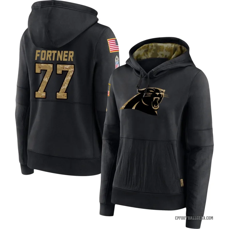 Luke Fortner Women's Black Carolina Panthers 2020 Salute to Service Sideline Performance Pullover Hoodie