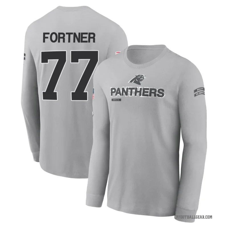 Luke Fortner Youth Gray Carolina Panthers 2024 Salute to Service Long Sleeve T-Shirt