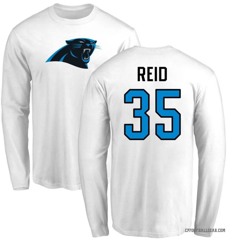 Michael Reid Men's White Carolina Panthers Logo Long Sleeve T-Shirt -