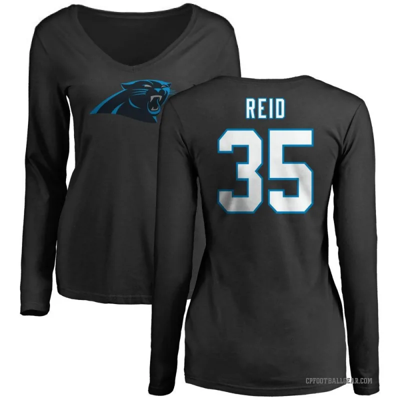 Michael Reid Women's Black Carolina Panthers Logo Slim Fit Long Sleeve T-Shirt -
