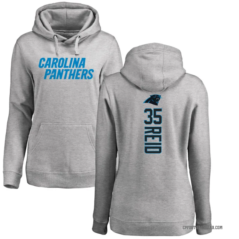 Michael Reid Women's Carolina Panthers Pro Line Ash Backer Pullover Hoodie