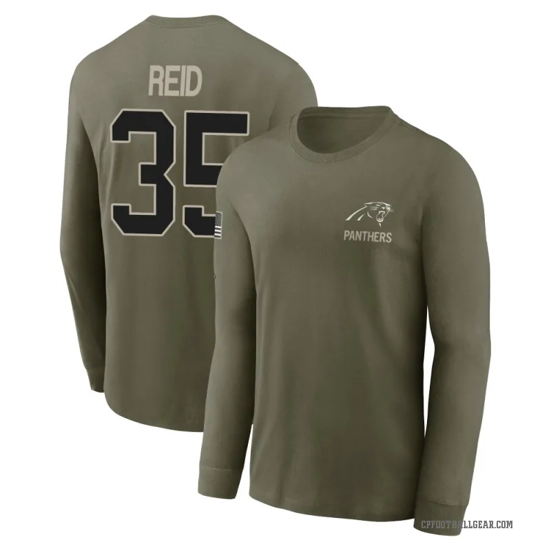 Michael Reid Youth Olive Carolina Panthers 2025 Salute to Service Sideline Long Sleeve T-Shirt