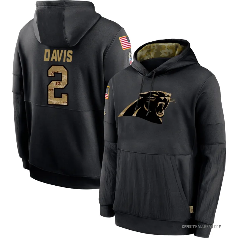 Miles Davis Men's Black Carolina Panthers 2020 Salute to Service Sideline Performance Pullover Hoodie