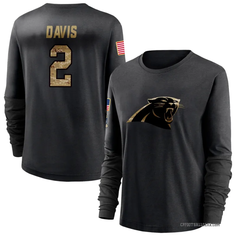 Miles Davis Women's Black Carolina Panthers 2020 Salute To Service Sideline Performance Long Sleeve T-Shirt