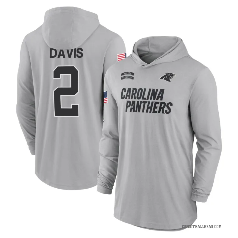 Miles Davis Youth Gray Carolina Panthers 2024 Salute to Service Lightweight Performance Long Sleeve Hooded T-Shirt
