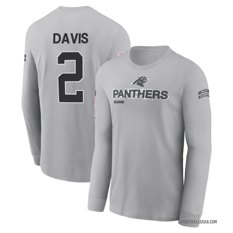 Miles Davis Youth Gray Carolina Panthers 2024 Salute to Service Long Sleeve T-Shirt
