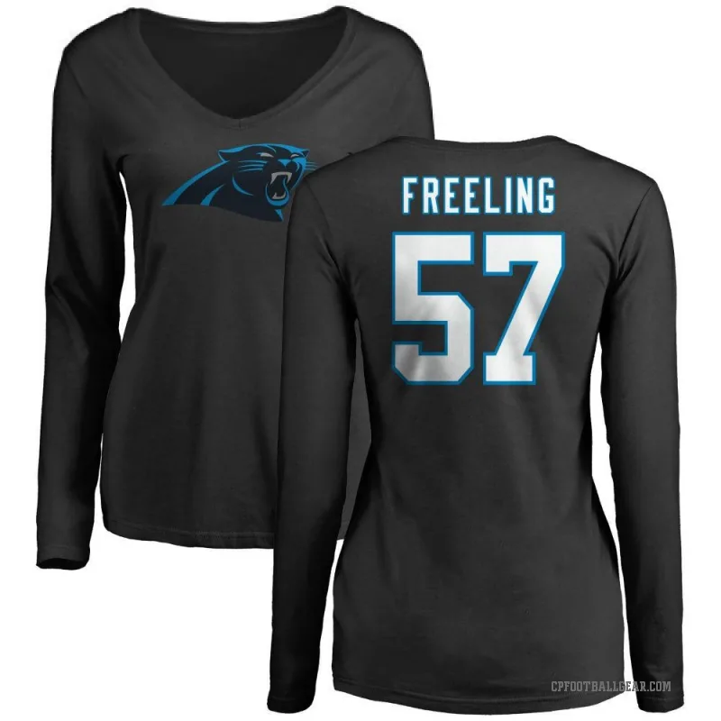 Monroe Freeling Women's Black Carolina Panthers Logo Slim Fit Long Sleeve T-Shirt -