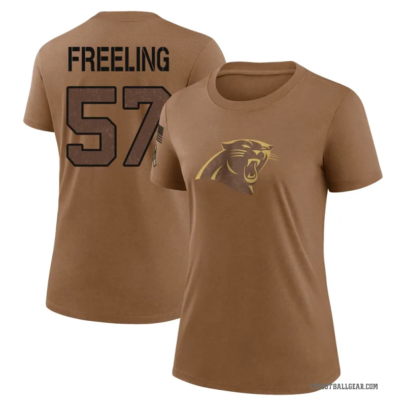 Monroe Freeling Women's Brown Carolina Panthers 2023 Salute To Service Performance T-Shirt