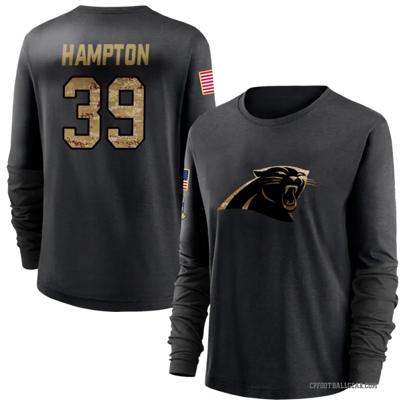 Nick Hampton Women's Black Carolina Panthers 2020 Salute To Service Sideline Performance Long Sleeve T-Shirt