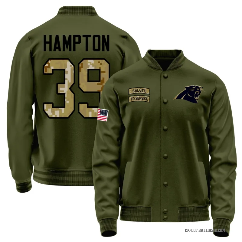 Nick Hampton Youth Olive Carolina Panthers Salute to Service Sideline Performance Jacket