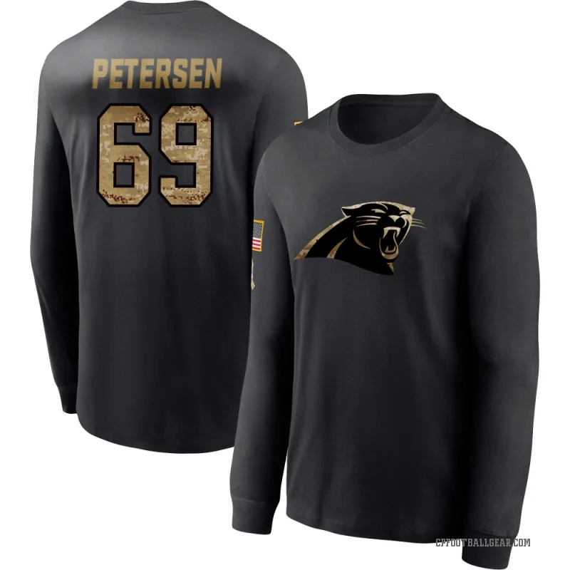 Parker Petersen Men's Black Carolina Panthers 2020 Salute To Service Sideline Performance Long Sleeve T-Shirt