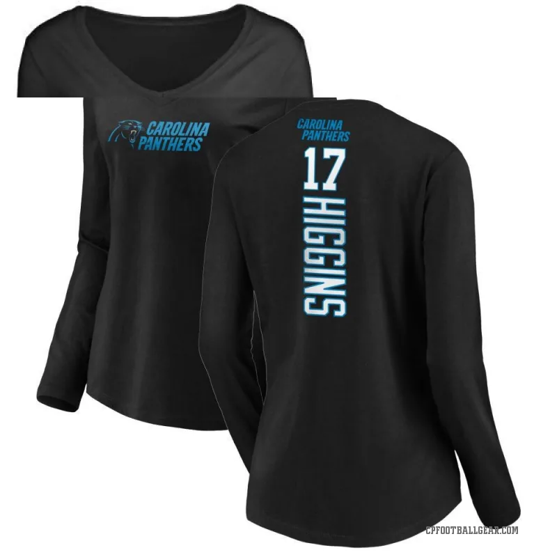 Rashard Higgins Women's Black Carolina Panthers Backer Slim Fit Long Sleeve T-Shirt -