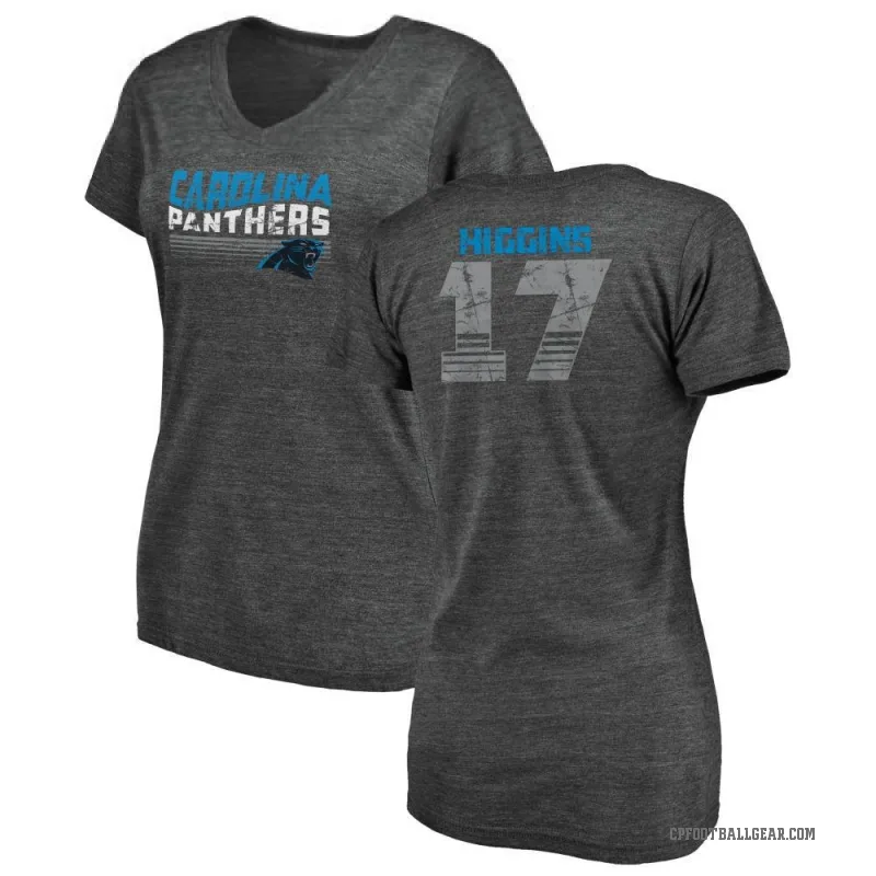 Rashard Higgins Women's Black Carolina Panthers Retro V-Neck T-Shirt -
