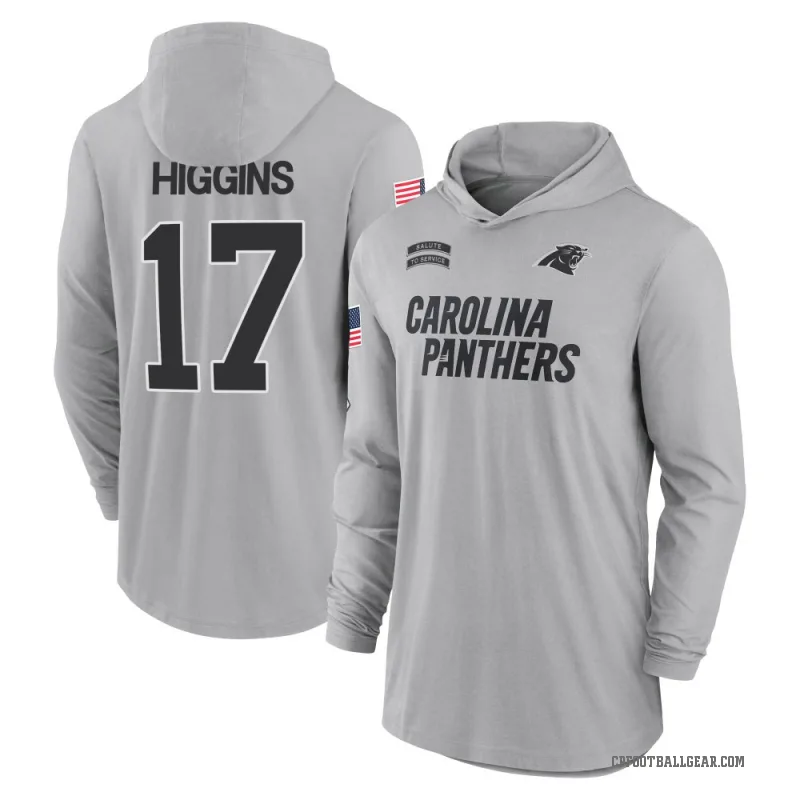 Rashard Higgins Youth Gray Carolina Panthers 2024 Salute to Service Lightweight Performance Long Sleeve Hooded T-Shirt