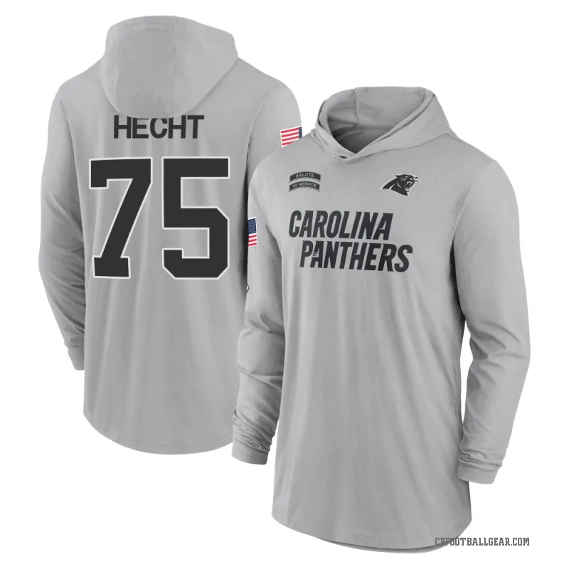 Sam Hecht Youth Gray Carolina Panthers 2024 Salute to Service Lightweight Performance Long Sleeve Hooded T-Shirt