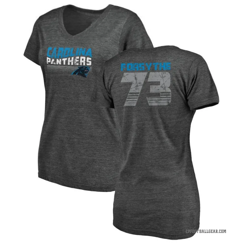 Stone Forsythe Women's Black Carolina Panthers Retro V-Neck T-Shirt -