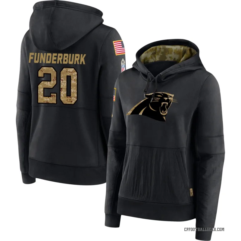 Tyrek Funderburk Women's Black Carolina Panthers 2020 Salute to Service Sideline Performance Pullover Hoodie