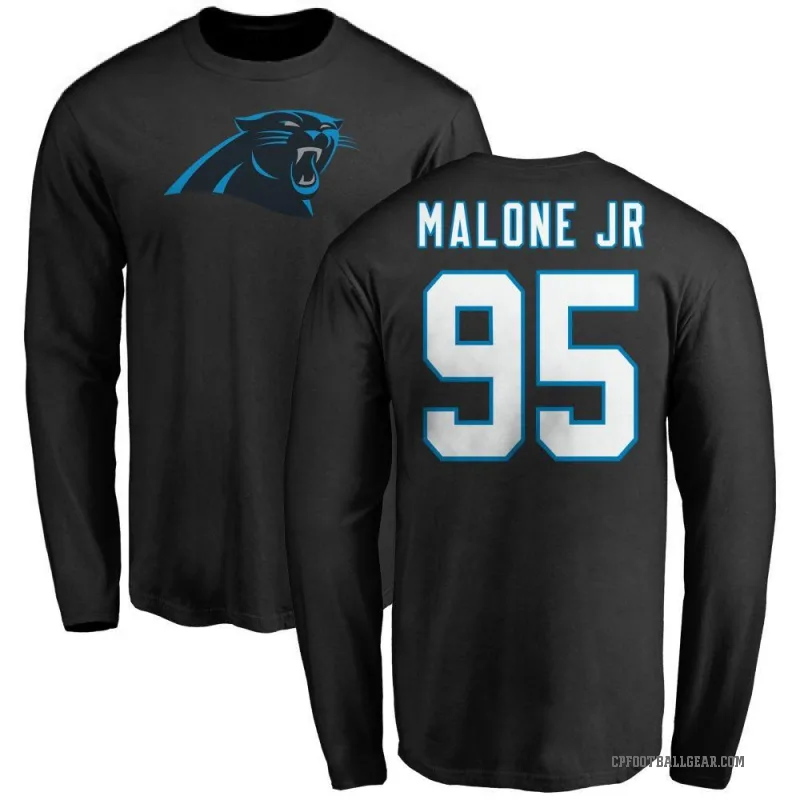 Tywone Malone Jr. Men's Black Carolina Panthers Logo Long Sleeve T-Shirt -
