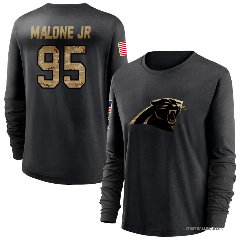 Tywone Malone Jr. Women's Black Carolina Panthers 2020 Salute To Service Sideline Performance Long Sleeve T-Shirt