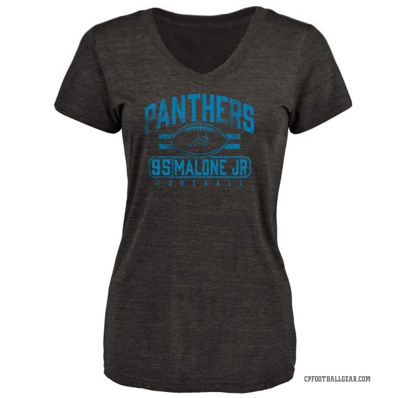 Tywone Malone Jr. Women's Black Carolina Panthers Flanker T-Shirt -