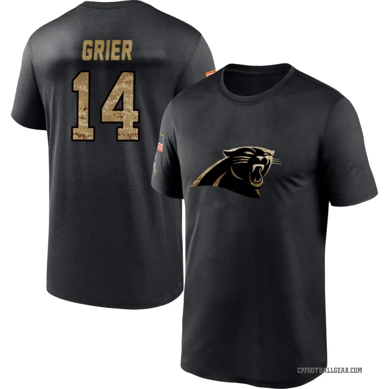 Will Grier Youth Black Carolina Panthers 2020 Salute To Service Performance T-Shirt