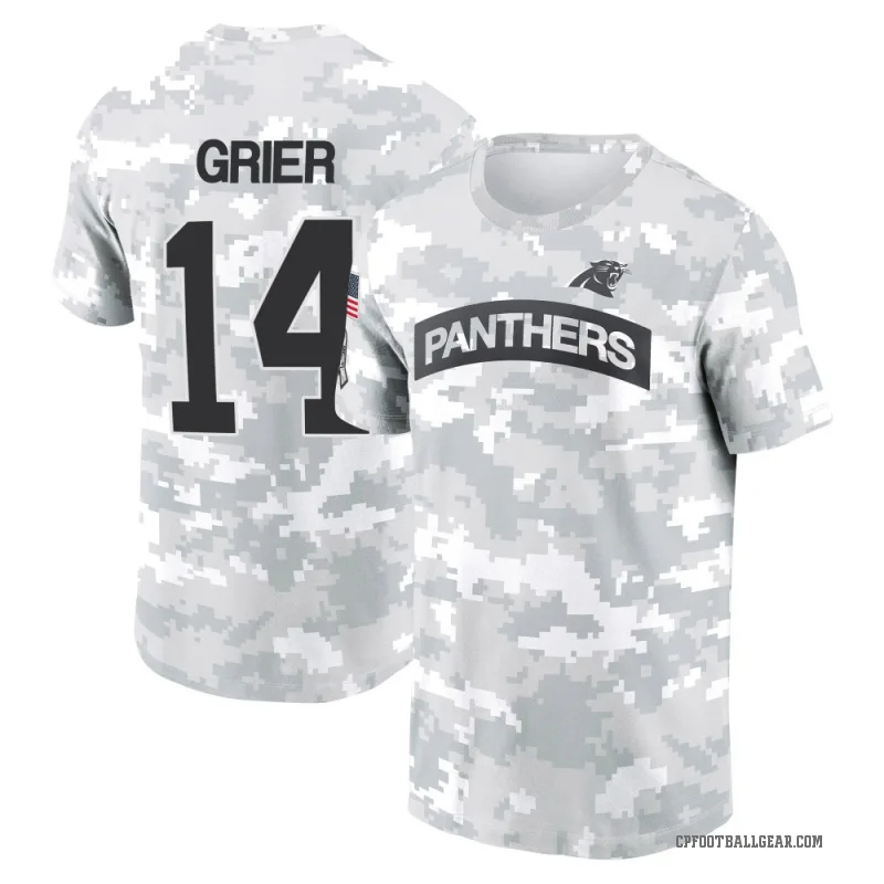 Will Grier Youth Camo Carolina Panthers Arctic 2024 Salute to Service Performance T-Shirt