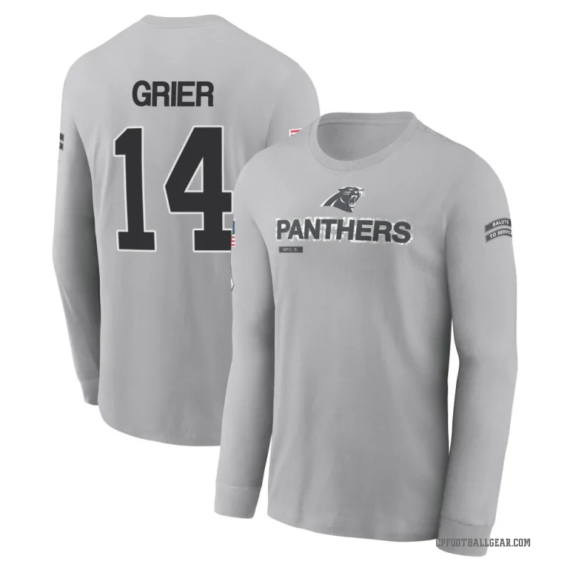 Will Grier Youth Gray Carolina Panthers 2024 Salute to Service Long Sleeve T-Shirt