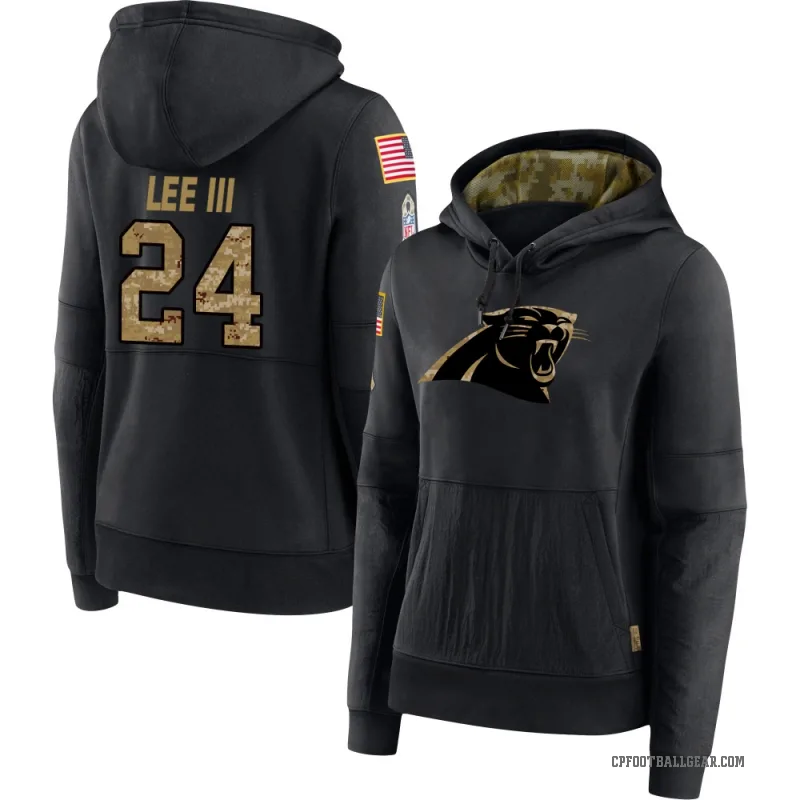Will Lee III Women's Black Carolina Panthers 2020 Salute to Service Sideline Performance Pullover Hoodie
