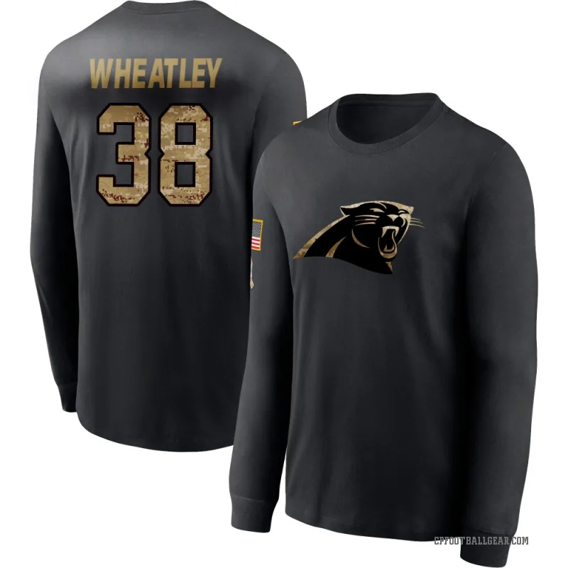 Zakee Wheatley Men's Black Carolina Panthers 2020 Salute To Service Sideline Performance Long Sleeve T-Shirt