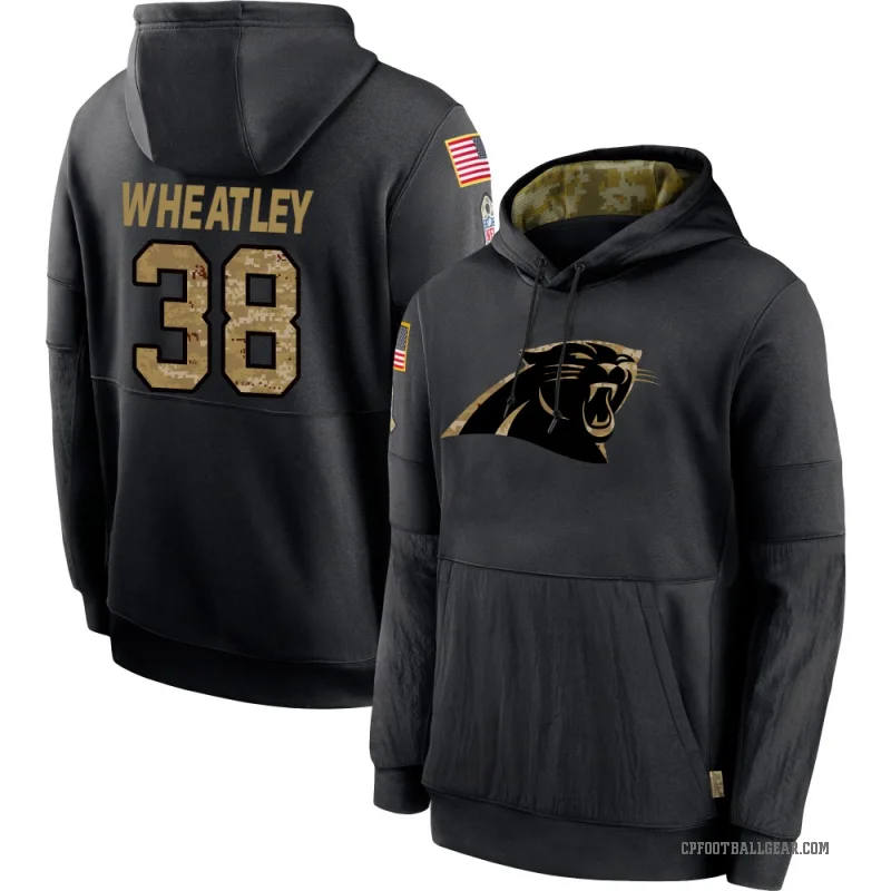 Zakee Wheatley Youth Black Carolina Panthers 2020 Salute to Service Sideline Performance Pullover Hoodie