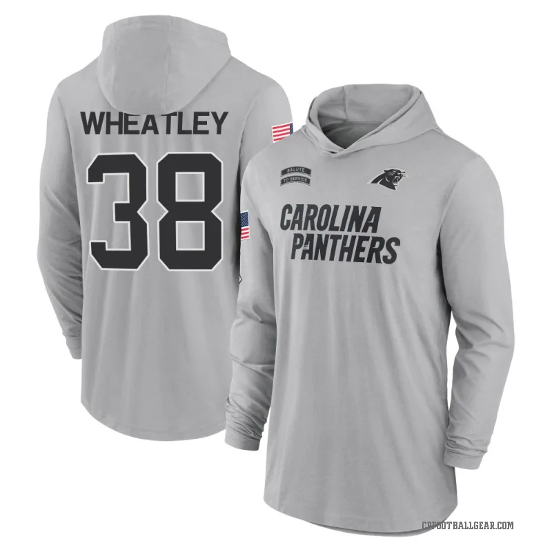 Zakee Wheatley Youth Gray Carolina Panthers 2024 Salute to Service Lightweight Performance Long Sleeve Hooded T-Shirt